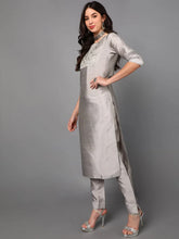 Poly Silk Embroidered Kurta Trousers Dupatta-PKSKD1433